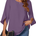 KUOTAI Womens Summer Tops Dressy Casual Shirts 3/4 Sleeve Work Blouse Business Casual Shirts, Size Medium