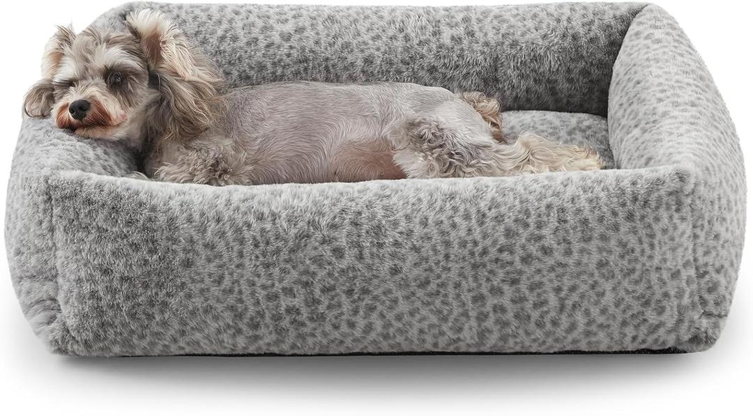 JOEJOY Small Dog Bed for Small Dogs, Washable Orthopedic Premium Soft Corduroy Fleece Pet Bed with Removable Zipper Cover, Cute Calming Puppy Bed with Non Skid Bottom (S (20"x19"x6"), Grey)
