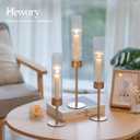 Hewory Gold Hurricane Candle Holders: Brass Candlestick Holders Set of 3 Tall Taper Candle Holders for Candlesticks Candle Sticks Holder Decor for Table Centerpiece Wedding Party Christmas Decorations