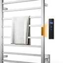 Towel Warmer Rack, Heated Towel Racks for Bathroom, Wall Mounted Towel Warmer, Stainless Steel 8-Bars Drying Rack with Intelligent Touch Screen Timer, Brushed Nickel