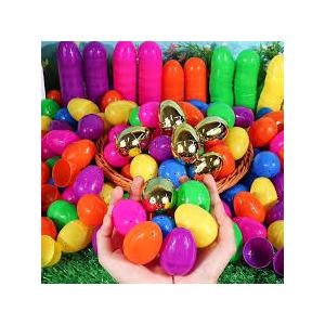 LEASEN [ 12 Surprise Golden Eggs ] 500 Pack Plastic Easter Eggs Bulks, 2.3 Inch Empty Easter Eggs, Bright Colors Plastic Eggs Fillable for Easter Hunt, Basket Stuffers Fillers, Easter Party Favor