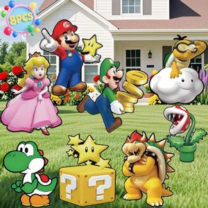 Mariy Birthday Party Supplies, 8PCS Mariy Birthday Decorations Yard Sign with Stakes, Outdoor Party Decor Yard Signs for Mariy Themed Party Decorations Outdoor Indoor Halloween Christmas