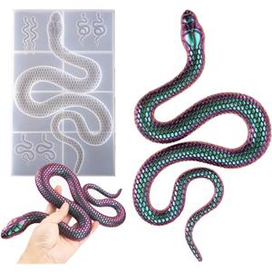 KyeeaDIY Large Snake Epoxy Casting Mold for Wall Hanging and Home Decoration, with 6 Small Snake Mold for Jewelry DIY Epoxy Mold for Earring, Keychain Crafts Decoration Making (1 Pcs)