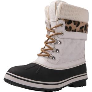 GLOBALWIN Women's Waterproof Winter Boots Snow Boots For Women (9, 1910 White)