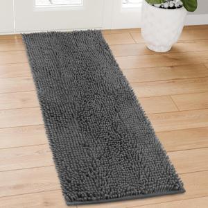 Chenille Absorbent Front Door Mat 72" x 24", Dog Door Mat for Muddy Paws, Trap Dirt Doormat, Mud Mat for Dogs, Washable Non Slip Outdoor Indoor Doormats for Entryway, Grey
