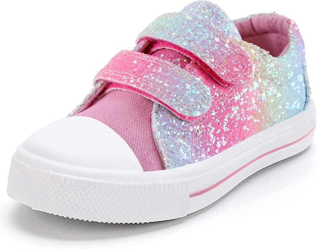 K KomForme Toddler Boys & Girls Shoes Kids Canvas Sneakers with Cartoon Dual Hook and Loops, size 12