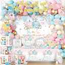 Pumpkin Gender Reveal Decorations - 233Pcs Fall Baby Shower Party Set With Tableware, Banner, Box, Balloon Arch What Will Our Little Pumpkin Be Decorations for Fall He or She Gender Reveal Party