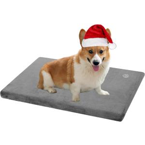 EMPSIGN Stylish Dog Bed Mat Dog Crate Pad Mattress Reversible (Cool & Warm), Water Proof Linings, Removable Machine Washable Cover, Firm Support Pet Crate Bed for Small to XX-Large Dogs, Grey (M(29"*18"*3"))