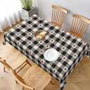 BETGINY Checkered Valentines Tablecloth Rectangle 60x84 Inch,Black Plaid Table Cloth,Stain Resistance Polyester Red Heart Memorial Day Table Covers for Kitchen Dining Parties Picnic