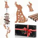 Dog Wind Chimes for Outside, Hanging Metal Windchimes Outdoors for Garden, Patio, Yard, Dog Lover Gifts for Women, Men, Garden Decor, Birthday, Festival, Sympathy Memorial Gift with Box