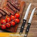 Steak Knives, 7 Pieces Steak Knife Set with Block, High Carbon Stainless Steel, Serrated Silverware Set, Black