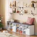 DINZI LVJ Long Wall Shelves, 47.3Inch Wall Mounted Shelves Set of 2, Extra Large Floating Storage Ledges with Sturdy Metal Brackets for Living Room, Bathroom, Bedroom, Kitchen, White