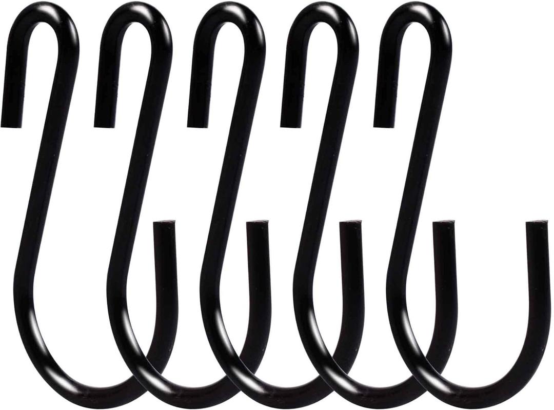 S Hooks for Hanging Clothes, Plants, S Hooks Heavy Duty, Black S Shaped Hooks, Small Metal Hook, 20 Pack