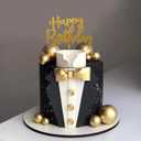Suit Cake Topper Boss Cake Decorations with Golden Balls for Birthday Father Theme Decoration
