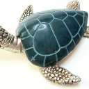 Sea Turtle Tabletop Home Decor Figurine, Blue, Silver