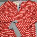 Ekouaer Womens Nightgown Long Loungewear V Neck Nightshirt Sleepwear Full Length Sleepshirt with Pockets (XL, Red White Stripes)