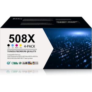 508X Toner Cartridge Set, 4-Pack( 1Black/1Cyan/1Magenta/1Yellow) Replacement for 508 508X Toner Cartridge CF360X CF361X CF362X CF363X Compatible for M553 M552 553 MFP M577 Series Printer