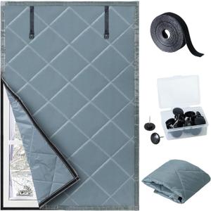 Tugaizi Window Insulation Kit for Winter 26" x 39" Thermal Insulation Cotton Window Cover Antifreeze Windproof Oxford Fabric Cloth Window Insulated Cover for Patio Winterizing, Grey