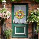 YNYLCHMX 18" Spring Summer Wreaths for Front Door, Artificial Floral Wreath with Peony and Eucalyptus Leaves, Green Foliage Wreath for Wall Window Farmhouse Party Holiday Home Decor