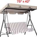 Porch Swing Canopy, Replacement Waterproof Swing Top Cover, Outdoor 3 Seater Garden Swing Seat Canopy Cover, Sun Shade Patio Canopy Awning 75"42"
