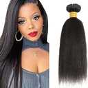 Kinky Straight Bundles Human Hair 1 Bundles 8 Inch Peruvian Virgin Hair 1 Bundles Natural Black Color Yaki Straight Hair Weave
