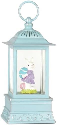 Easter Snow Globe, Easter Decorations for The Home, Lighted Glitter Bunny Snowglobe Lantern for Spring Home Decor