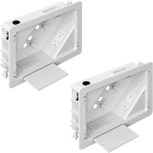 in-Wall TV Box with Flange for Home Theater Installation, Cord Hider for Wall Mounted TV, with 2 Duplex Outlets, Cable Bracket, LV Cable & 1-1/ 2" ENT Entrance, Ideal for New or Retrofit Job, 2 Pack