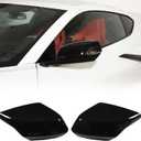 Door Rear View Mirror Cover Cap Compatible with Chevrolet Corvette C8 2020-2025, ABS Side Door Rearview Mirror Cover Protective Trim Cap, 2PCS (Bright Black)