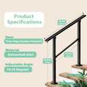  Outdoor Steps, 3 Steps Metal Handrails for Indoor/ Outdoor, Handrails for Concrete Steps, Wrought Iron Railing, Metal Porch Handrail, Deck Railing with Installation Kit