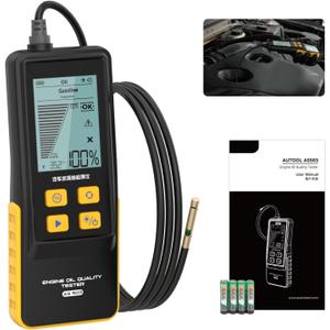 Engine Oil Tester & Motorcycle Oil Change Kit- Gasoline/Diesel Diagnostic Tool, 31.5in Probe, Temp Test, 2.8in Display (4 Batteries)