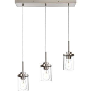 Pendant Lights Fixtures with Clear Glass Shade Brushed Nickel Island Light fixtures 3-Lights Hanging Lighting for Kitchen Island Dining Room