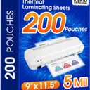 KTRIO 200 Pack Laminating Sheets 5 Mil, Hold 8.5 x 11 Inches Laminate Sheets, 9 x 11.5 Thermal Laminating Pouches for Laminator, Clear Lamination Sheets Paper, Letter Size, Office School Home Supplies
