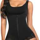 SHAPERX Women's Fajas Colombianas Shapewear Postpartum Tummy Control Body Shaper Butt Lifter Bodysuit (Large, Black)