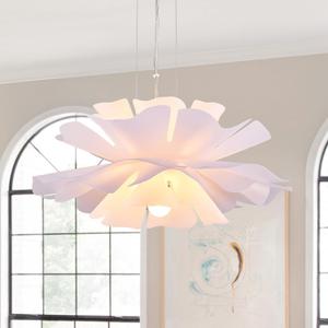 20 Floral Pendant Light 2-Light Adjustable Modern Chandelier Flower Contemporary Pendant Lighting Fixtures for Kitchen Island Living Dining Room, White, UL Listed