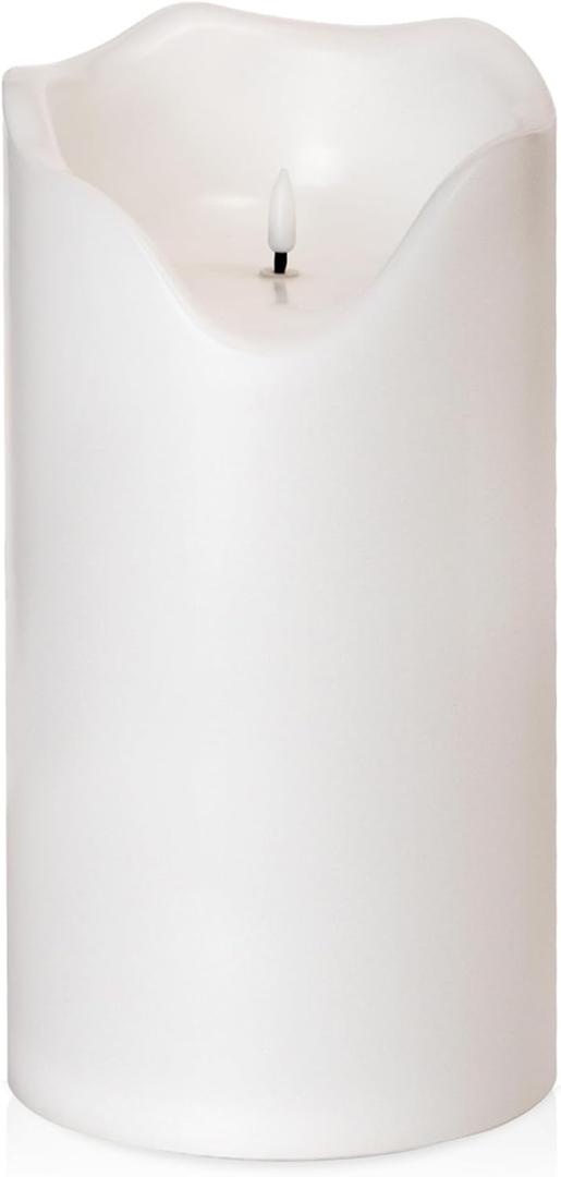 Homemory 6.3" x 12" Extra Large Outdoor Waterproof Candle with Auto 6-Hour Timer, White Plastic Made, Long Last for Months