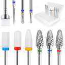 Fantexy 10Pieces Ceramic Nail Drill Bits, 3/32 Inch Professional Acrylic Nail Bit Set,Nail File Bits Nail Art Tools For Electric Manicure Machine Home Salon Use