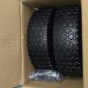 AR-PRO (2 Pack) 4.10/3.50-6 Flat Free Tire and Wheel, Solid Tire with Steel Rim, 3" -6.25 Centered Hub, 3/4" Bearing with 5/8" Adapter, for Wheelbarrow, Hand Truck & Utility Equipment
