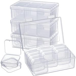 Blulu 52 Pcs Bead Organizer Box, Plastic Storage Cases Mini Clear Bead Storage Containers Classroom DIY Craft Transparent Boxes with Hinged Lid for Diamond Painting Accessories Jewelry