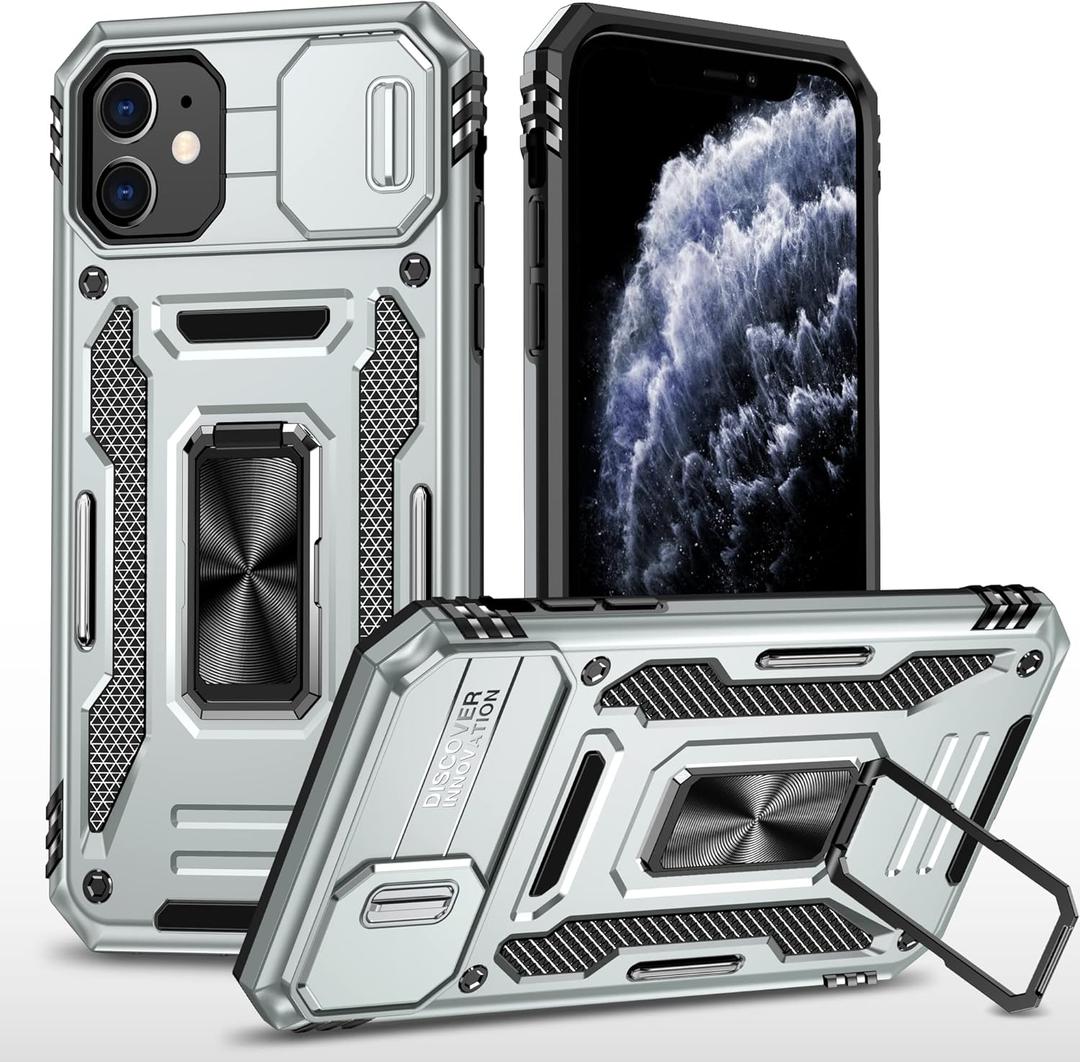 Cover for iPhone 11 Case, All-Inclusive Protection, Sturdy, Drop-Resistant, Rear Ring Holder, Cover Protection for iPhone 11.(Grey)