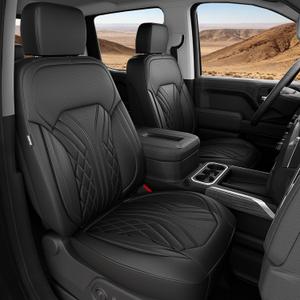 for Chevy Silverado GMC Sierra Waterproof Seat Covers, Crew Cab 1500 2019-2026, 2500HD 3500 HD 2020-2026, Pickup Protectors Accessories Full Set, Black