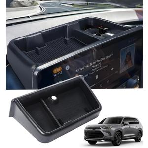 Dashboard Behind Screen Storage Box for Toyota Grand Highlander 2024 2025 2026, Interior Accessories Center Console Organizer Tray for 24 25 26 Grand Highlander, Black