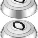 HaWare 12.6 Inch Cheese Melting Dome Wok Lids, Round Stainless Steel Basting Cover Lids with Heat Resistant Handle, for Flat Top Griddle Grill Cooking Indoor or Outdoor, Camp BBQ Accessories, 2 Domes