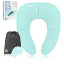 Jool Baby Folding Travel Potty Training Seat for Toddlers, Fits Round & Oval Toilets, Non-Slip Suction Cups, Includes Free Travel Bag (Aqua)