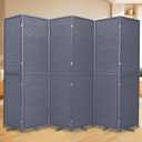 Bamboo Room Divider Folding Privacy Screens, Wall Divider for Room Separation, Portable Room Partitions and Dividers, 5.6FT Bamboo Mesh Woven Room Divider Panel (Grey, 6 Panel)