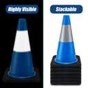 Copkim 6 Pack Traffic Safety Cones Plastic PVC Blue Traffic Cones with Black Base and Reflective Collars for Street Hazards, Training, Road Construction, Parking Lot (18 Inch)