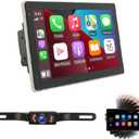 10in Double Din Car Stereo with Rotatable Touch Screen Support Wireless Carplay Android Auto Android 13 Audio Receiver Bluetooth Radio with Mirror Link SWC + Backup Camera