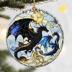 Christmas Ornaments, Dodosky 2.8in Ceramic Dragon Ornament, Xmas Decor, Christmas Tree Ornaments, Xmas Decorations for Tree, Holiday Ornament, Gift Ideas, Dragon Lovers Gifts, Gifts for Friends