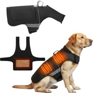 Dog Heated Warm Coat Jacket Pet Winter Black Vest Graphene Heat Lining Coat for Dogs Pet Outdoor Supplies(Not Included Batteries)(X-Large)