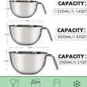 Marsheepy Stainless Steel Mixing Bowls With Handle And Pour Spout,3 Pieces Of Thick Stainless Steel Nesting Storage Bowls With Silicone Spatula for Kitchen Use,Size 1.1/1.8/2.3 Quart