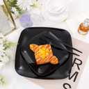 PULOTE 60PCS Black Square Plastic Plates Disposable - Include 30 Dinner and 30 Dessert Plates,Ideal for Party&Graduation